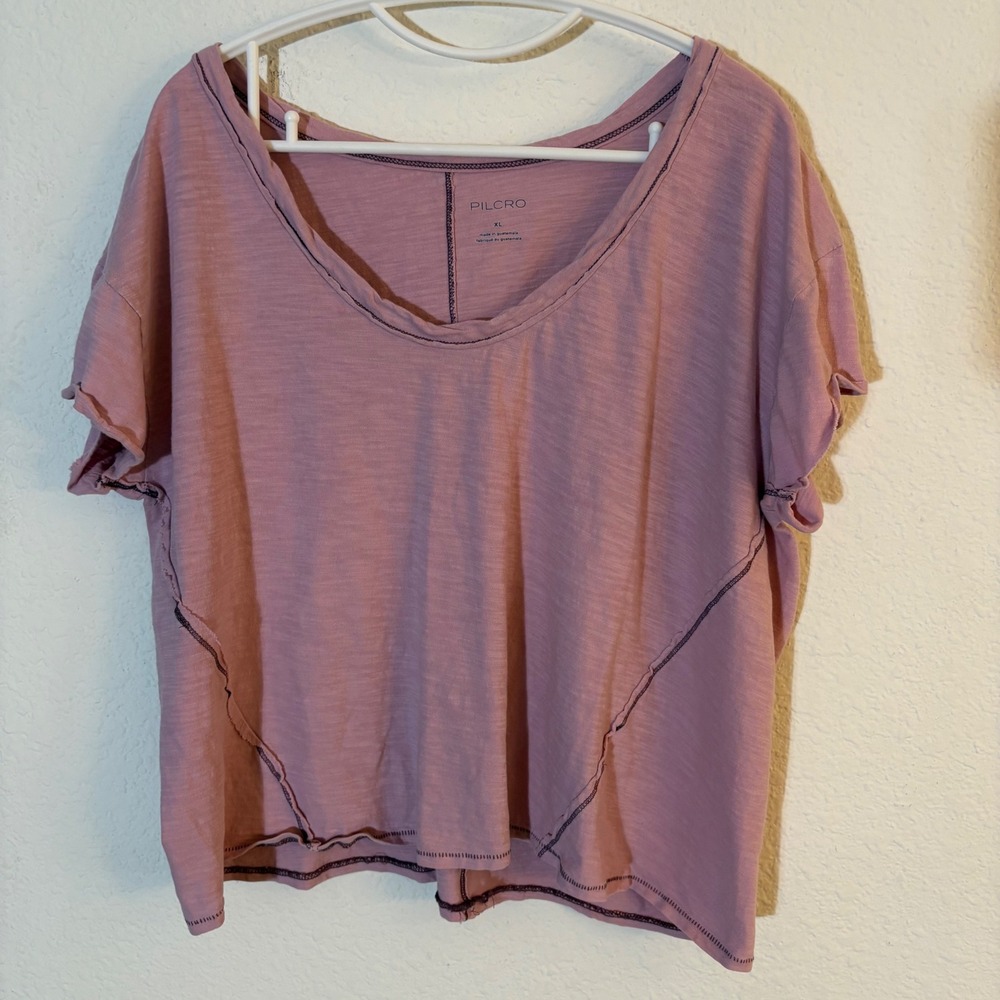Pilcro Anthropologie Scoop Neck T-Shirt Size XL Rose Pink